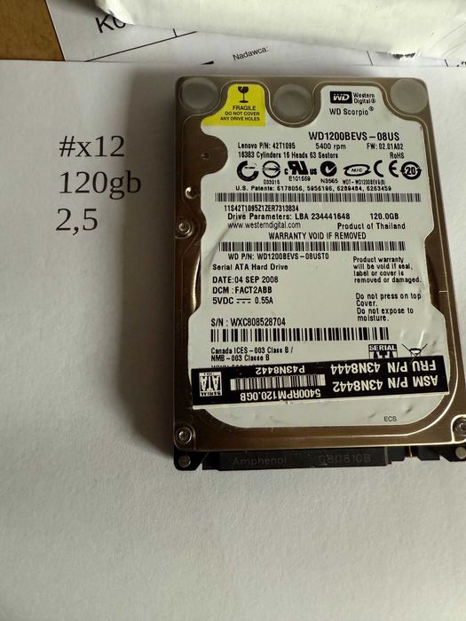 dysk twardy 120gb 2,5 sprawny #x12