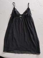 H&M koszulka nocna piżama czarna w kropki top bielizna damska L