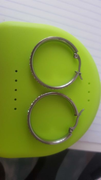 Argolas aço inoxidável com zircónias | novas | prateadas