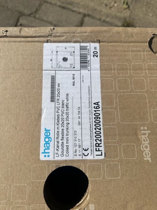 3 opakowania Kanał kablowy hager "LFR2002..9016A 20x20