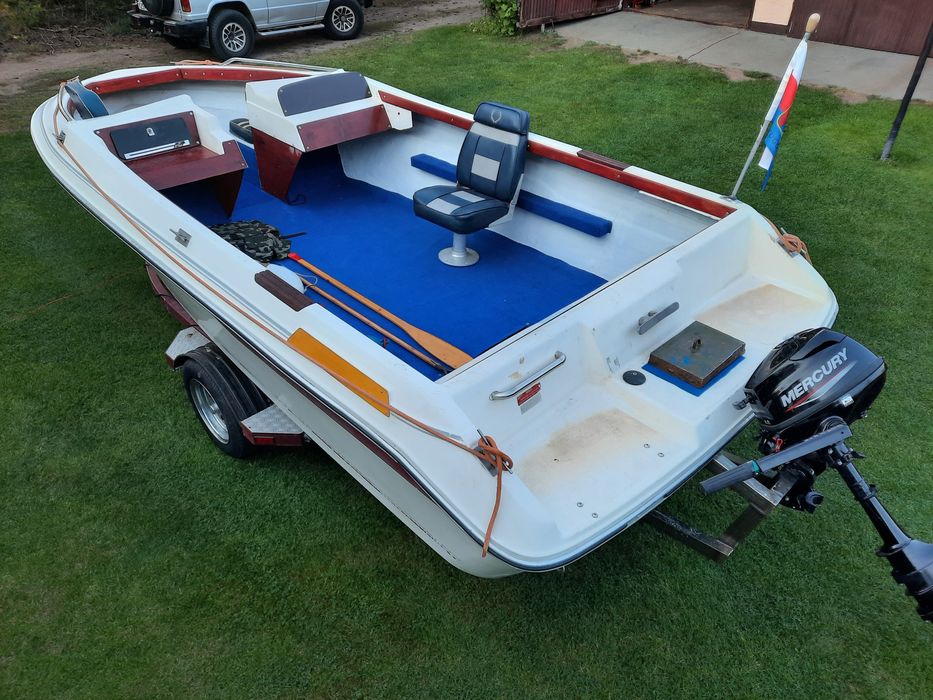 Łódź motorowa,  wędkarska , silnik , przyczepa. Kompletna