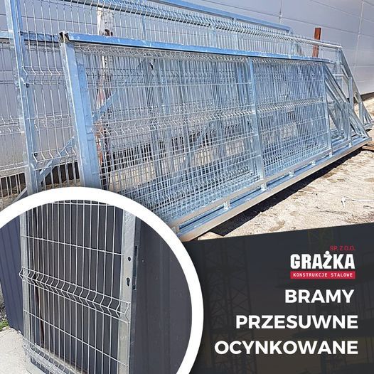 Brama przesuwna z siatką panel 3D 4mx1,5m ocynk PRODUCENT