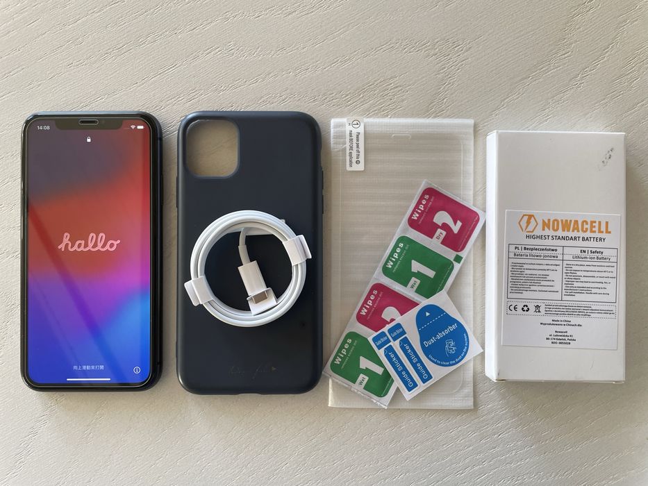 iPhone 11 64gb nowa bateria 100% czarny ZESTAW