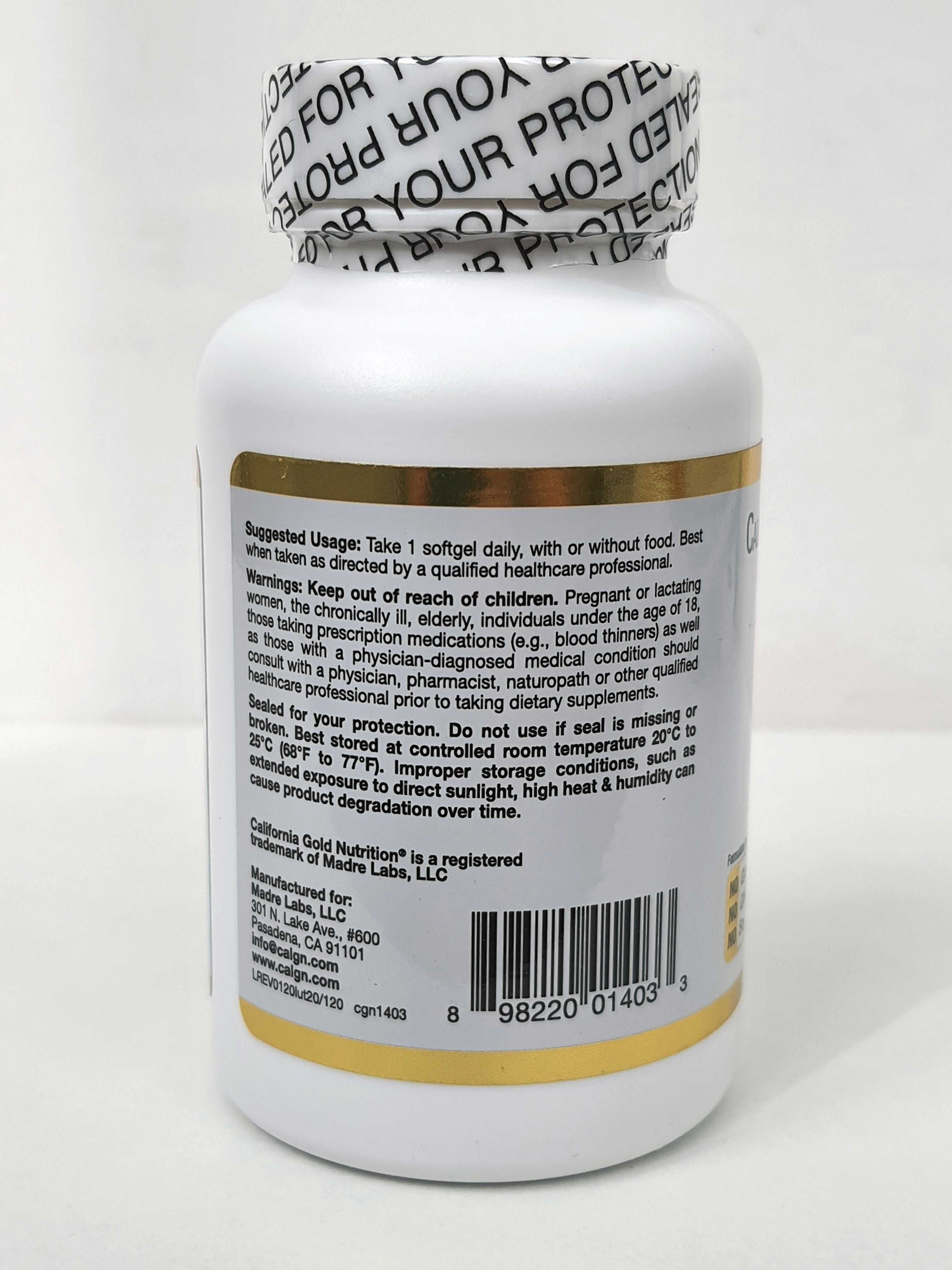 Лютеїн із зеаксантином California Gold Nutrition, 20 мг, 60/120 капсул