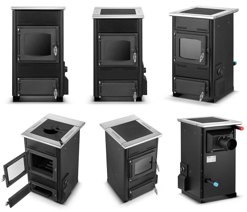 Piec kuchnia węglowa westfalka z płaszczem wodnym TEMY ES 10 kW czarna