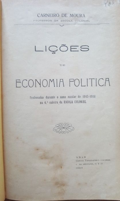 Lições de Economia Política, Carneiro de Moura