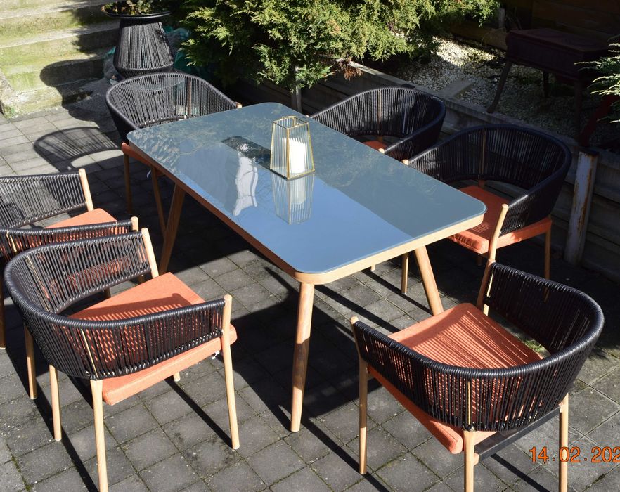 zestaw ogrodowy 6+1 technoratan obiadowy stół krzesła promocja