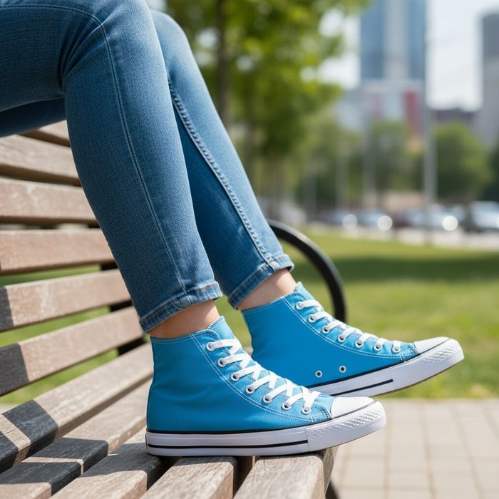 Trampki damskie buty sportowe niebieskie wysokie 6092 rozm. 41