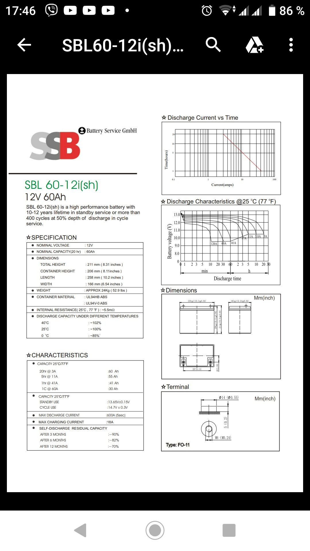 Акумулятор гелевый ssb 60-12i шесть штук