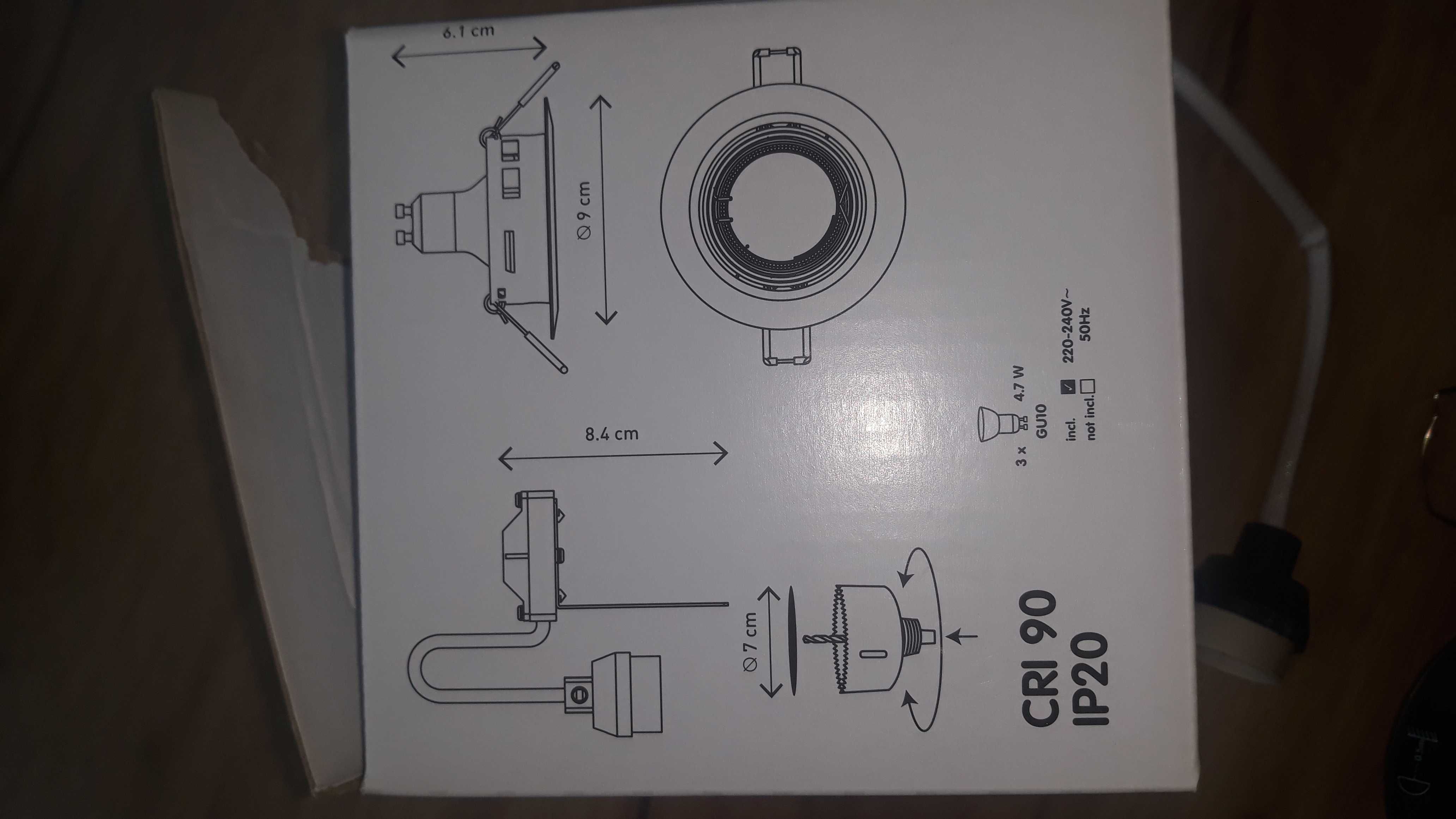 Oprawa sufitowa kinkiet wpuszczany czarna GU10 halogen 3 sztuki lampa