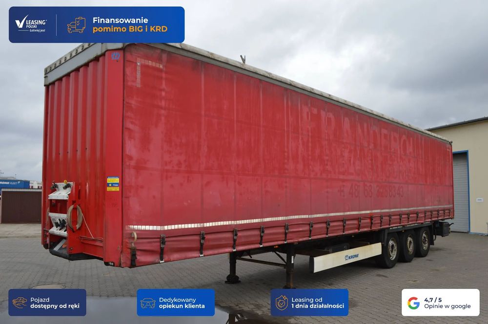 Krone SD  [13730] Firana, 3 osie SAF, ład. 29,5 t. pierwsza oś podnoszona.