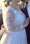 Biała suknia ślubna z rękawami i gorsetem 42 44 46 plus size + koło