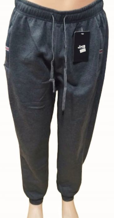 spodnie dresowe męskie ocieplane duże kieszenie bawełna 7/8xl szare