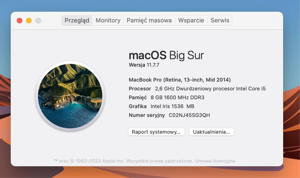 MacBook Pro 13” Retina (Mid 2014) | i5 / 8 GB RAM / SSD | NOWA BATERIA