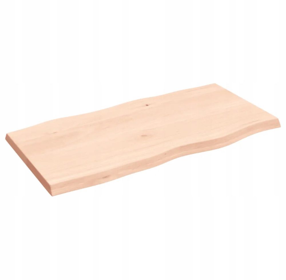 Blat stołu, 100x50x(2-4)cm surowy, lity dąb naturalną krawędzią