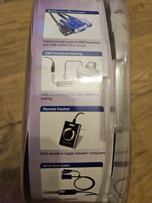 ATEN Switch KVM VGA Hybrid 2-Portowy (Klawiatura PS/2 + mysz USB) CS52