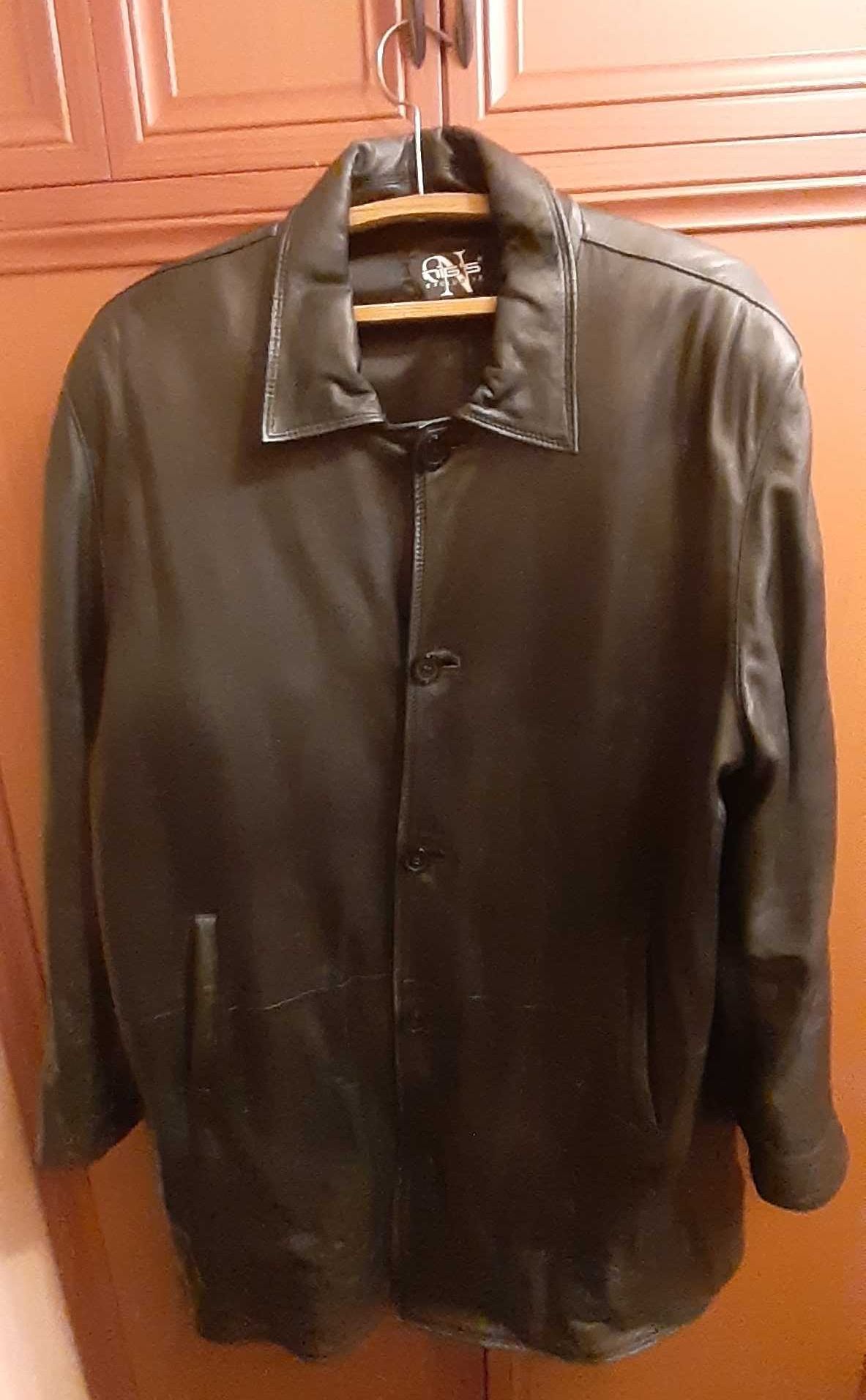 Мужская кожаная куртка, размер 58
