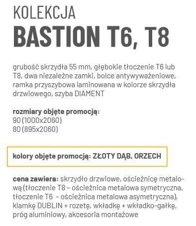 Promocja Drzwi zewnętrzne+gratis Szadek LOND II BASTION T8 "90" "80"