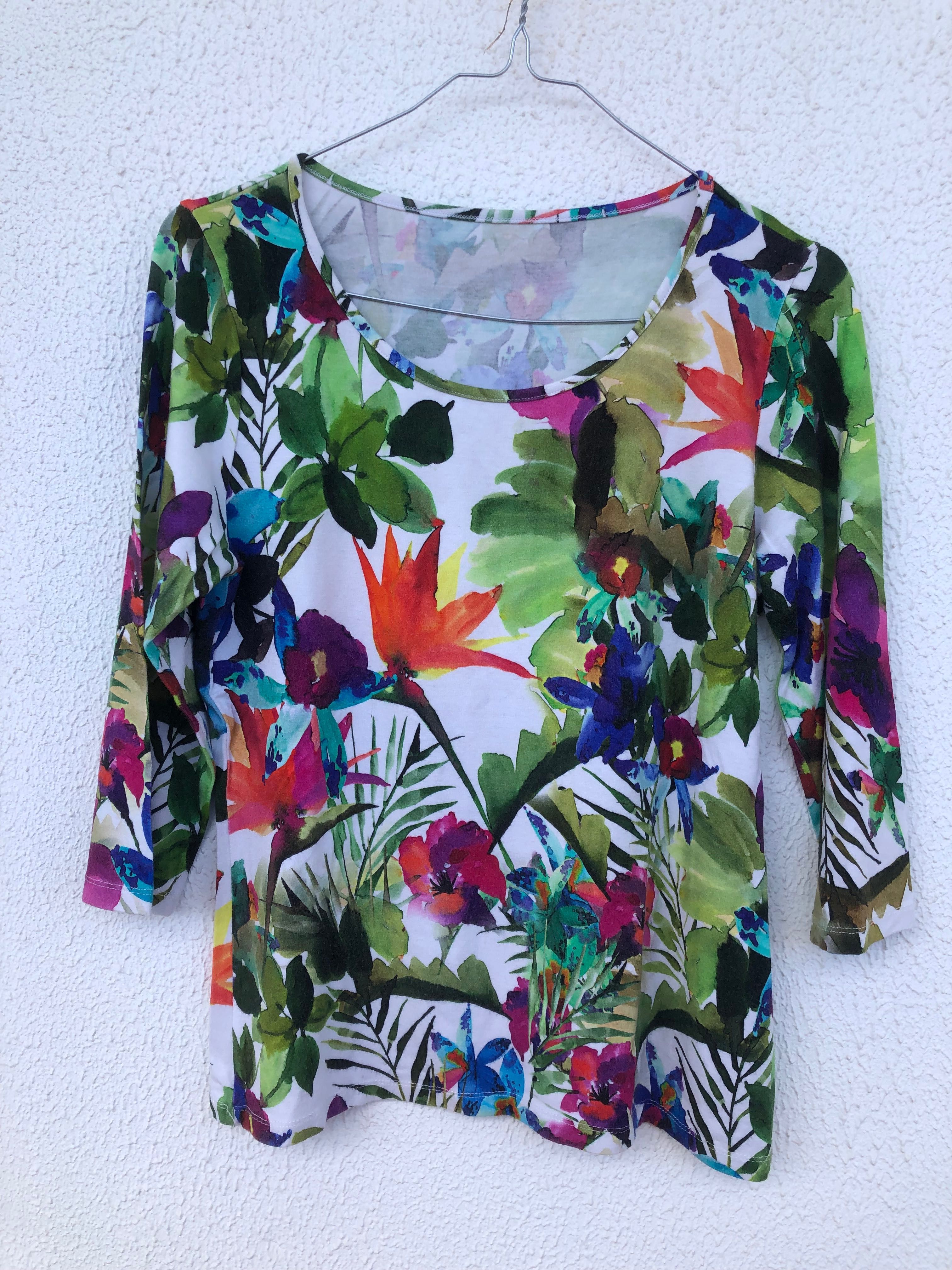 Camisola manga 3/4 com padrão flores M