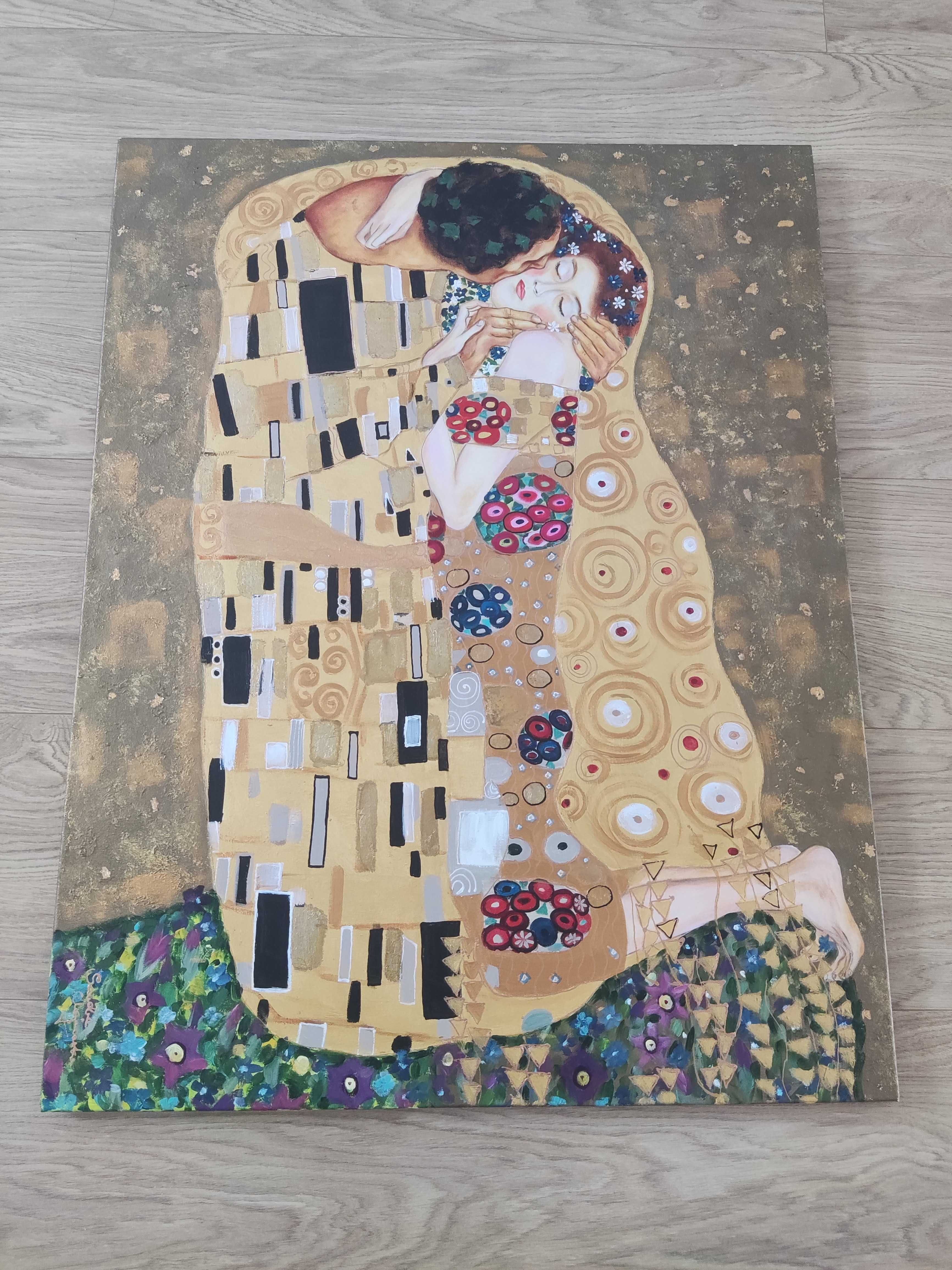 Obraz ręcznie malowany Gustaw Klimt - Pocałunek 70x90cm