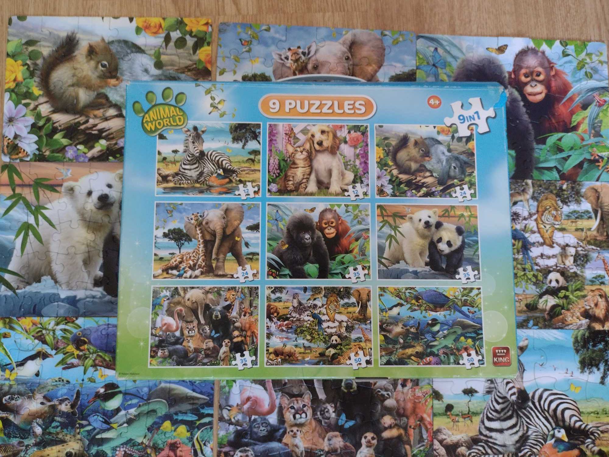King international Puzzle zestaw 9w1 zwierzęta świata 12,24,35,50 elem