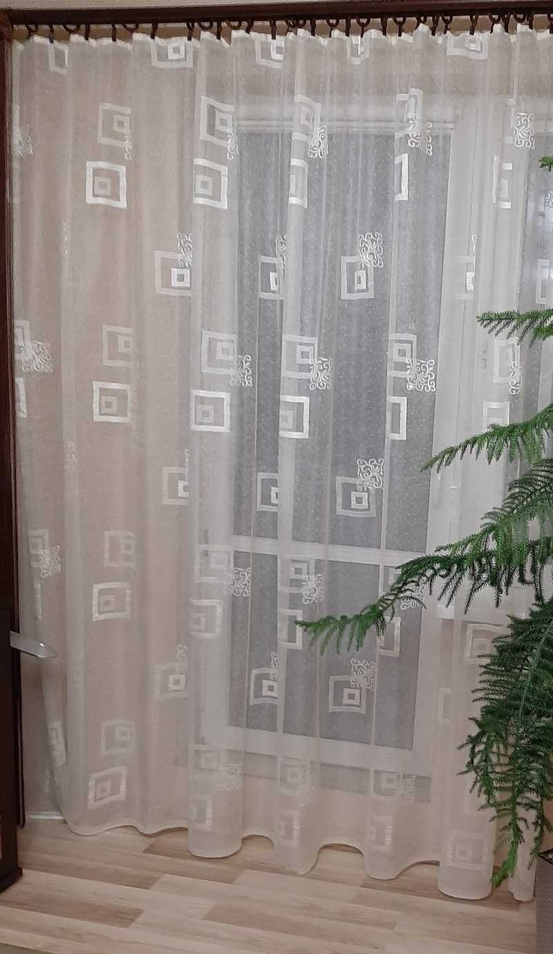 Firana gotowa, długa do pokoju, kremowa Nowa
