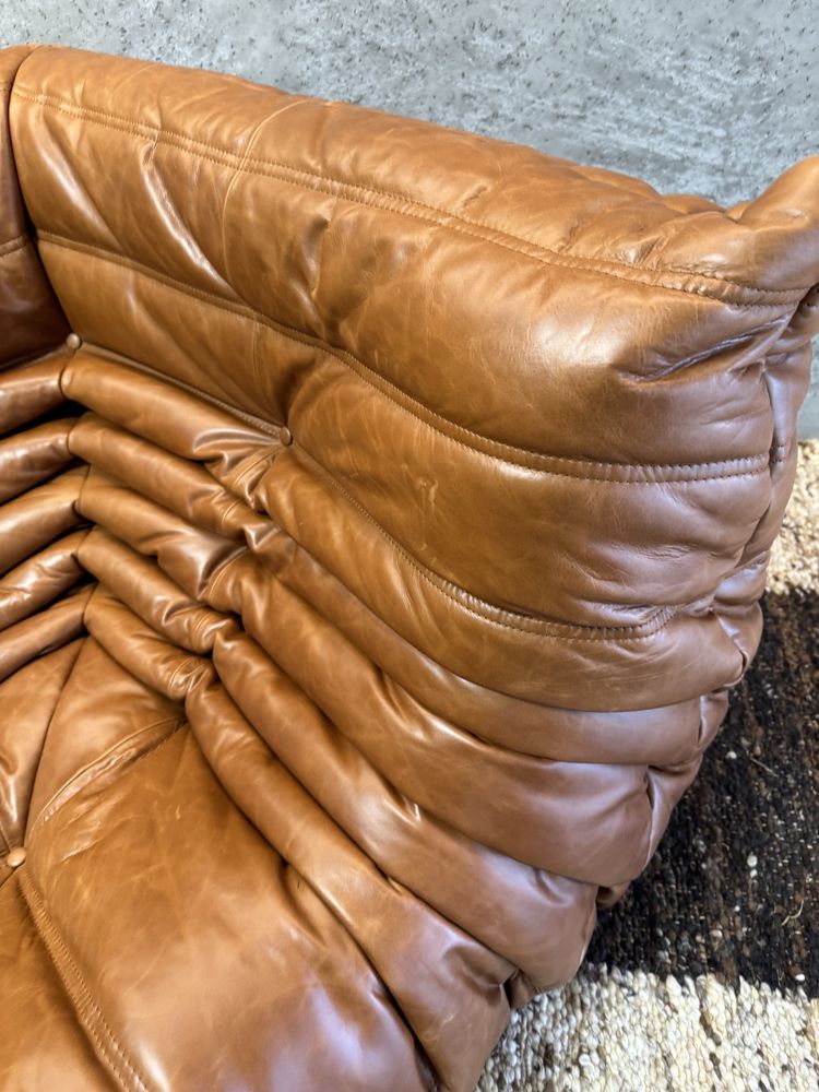 Fotel narozny Togo design skóra naturalna vintage