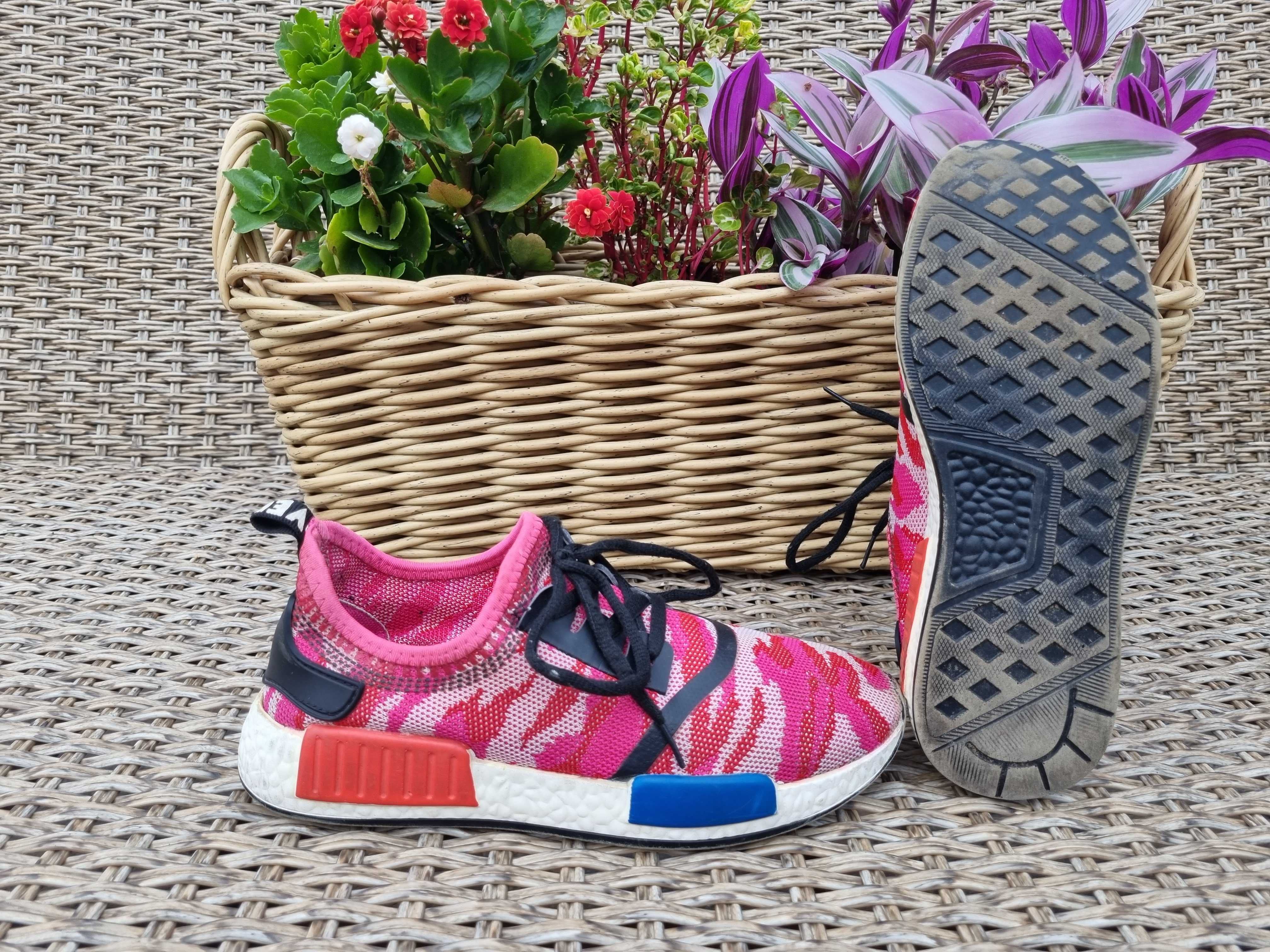 Buty sportowe R36 siateczkowe do biegania lekkie czerwono-różowo-białe