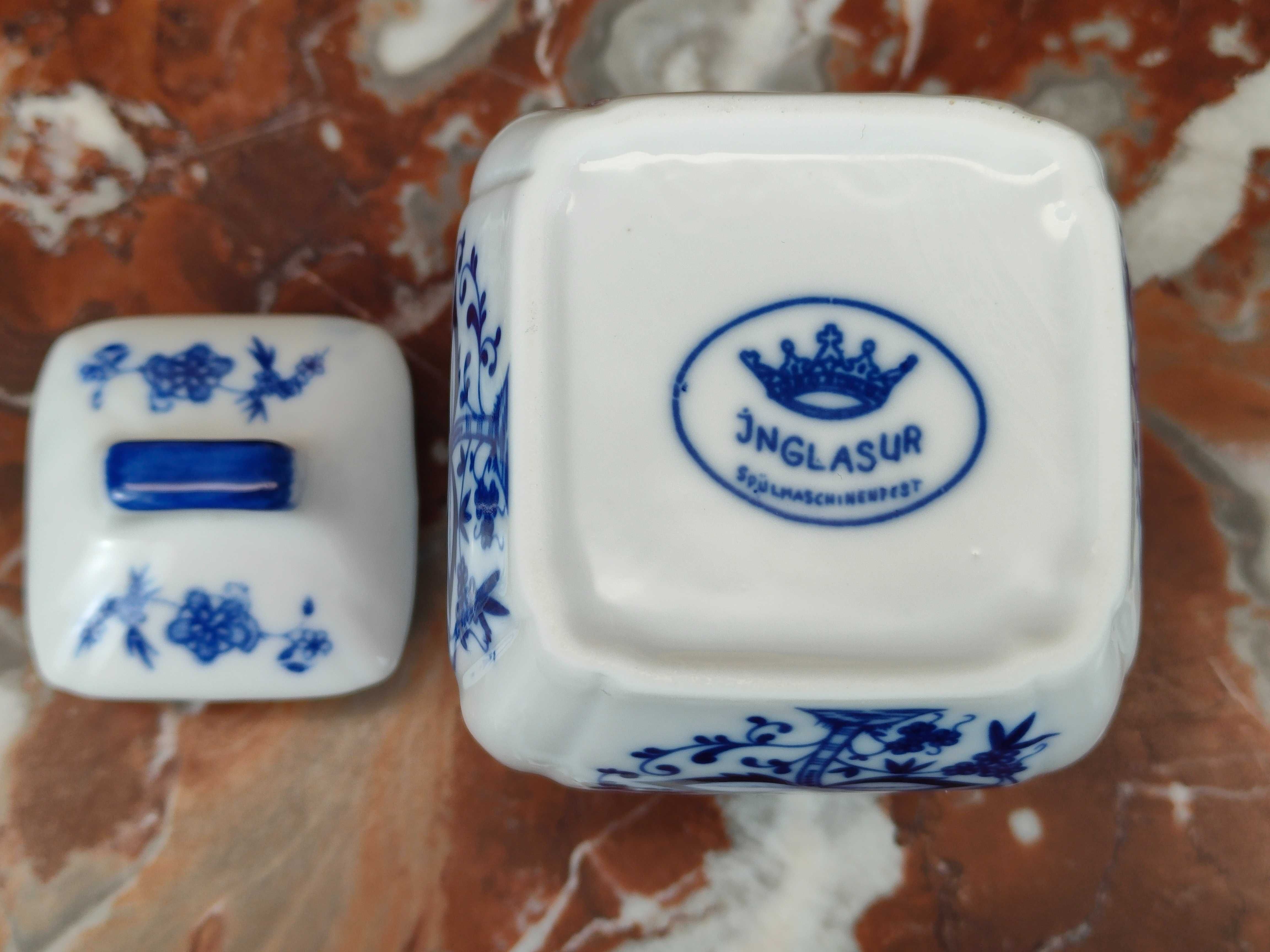 Mały porcelanowy pojemnik - Thymian - Wzór cebulowy - 130ml - Inglasur