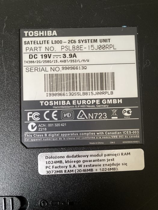 Laptop Toshiba Satellite L300
