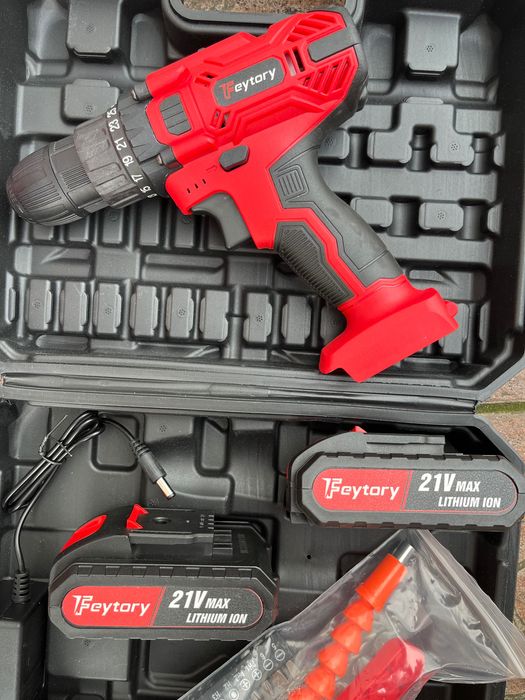 FEYTORY- Zestaw wkrętarek akumulatorowych 21 V z oświetleniem LED