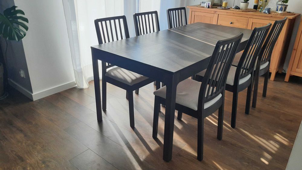 Stół plus 6 krzeseł Ekedalen Ikea 180/240x80