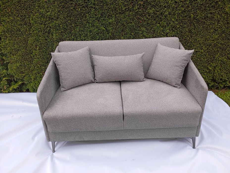 Nowa sofa 2 osobowa rozkładana z poduszkami  szara nowa sofa
