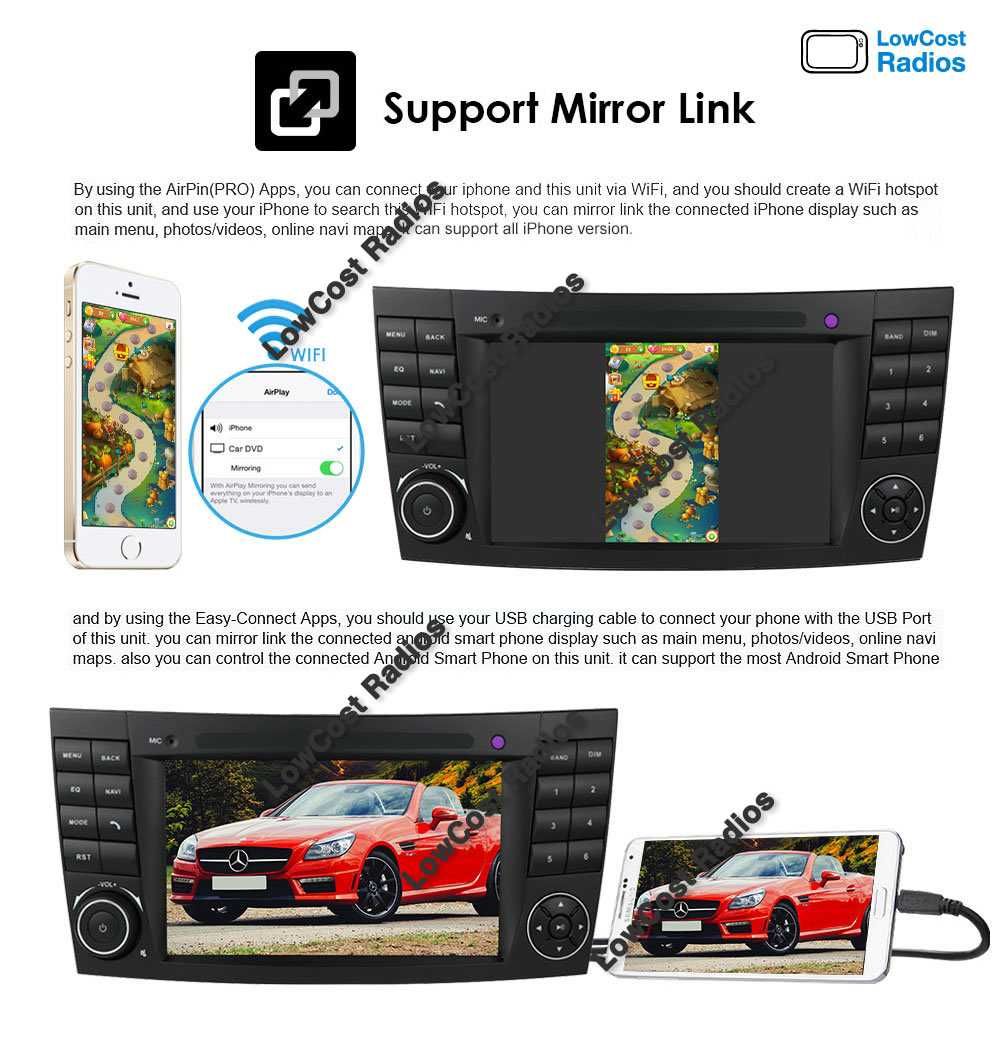 Auto Rádio GPS Mercedes Class E W209 W219 w211 - Android 15 USB, Wifi