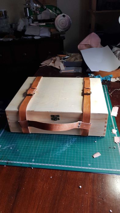 Caixa, mala, suporte de transporte em couro