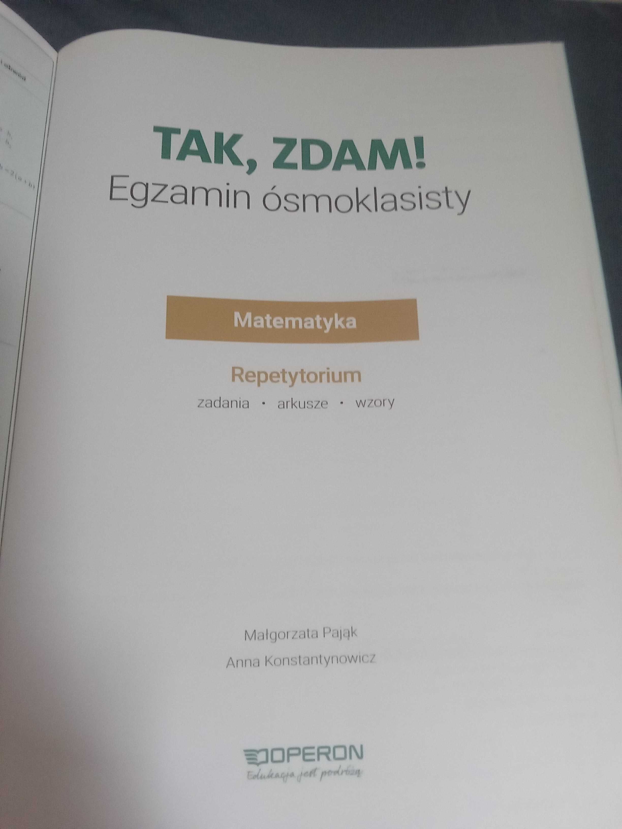 Tak Zdam egzamin ósmoklasisty matematyka 8 repetytorium książka