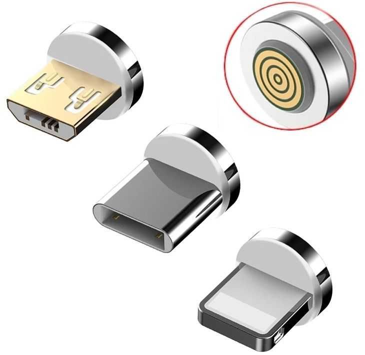 Коннекторы магнитные 7pin MicroUSB/ Type C/ Lightning, 3А