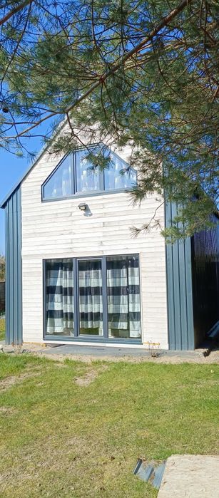 Promocja nowoczesna stodoła, szkielet drewniany certyfikat c24 domek l