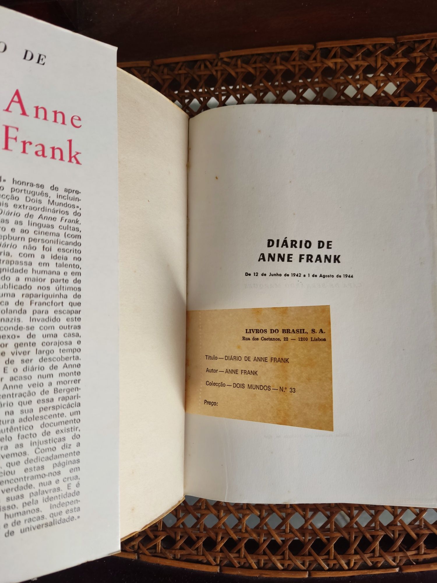 Livro O diário de Anne Frank