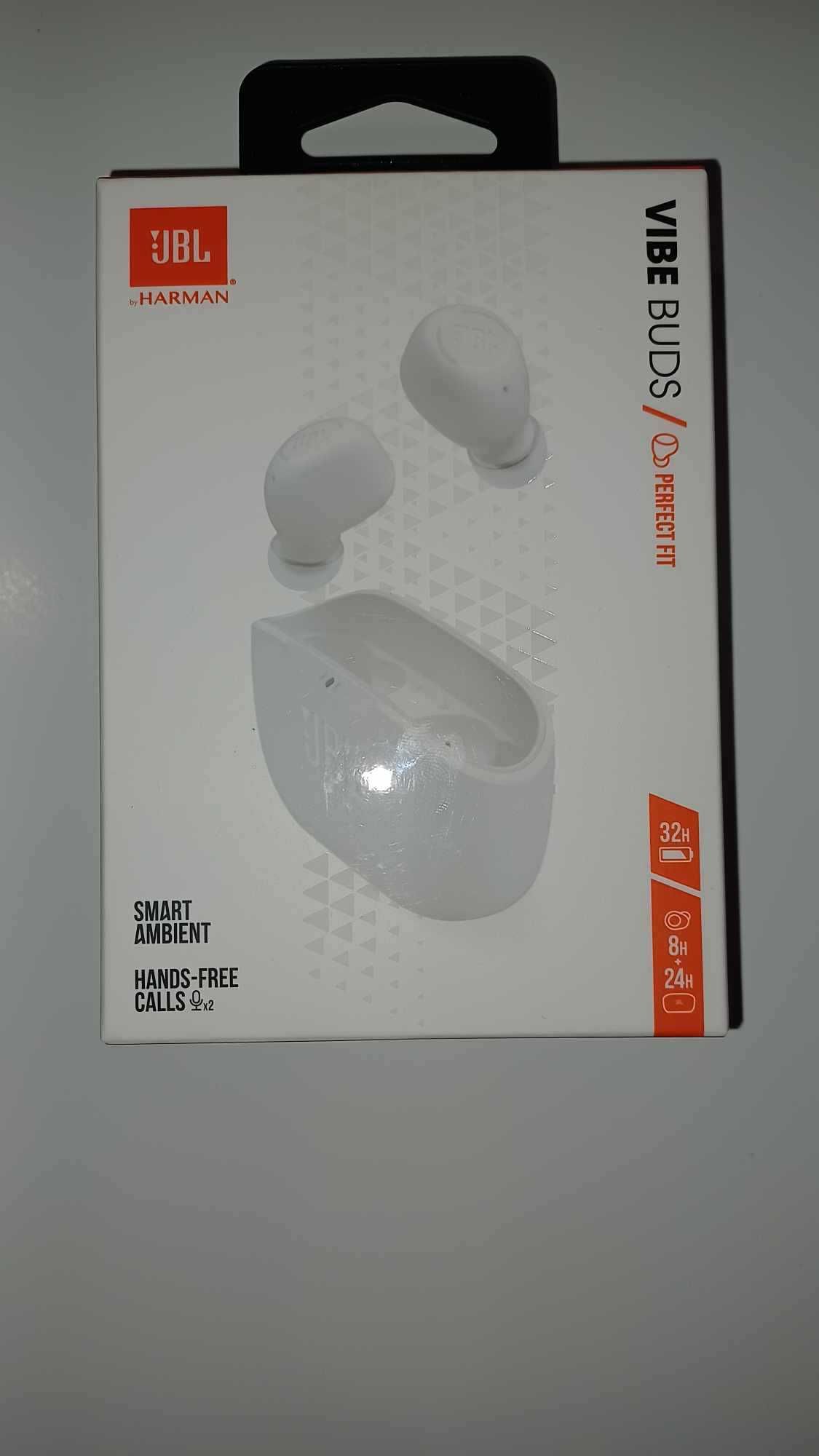NOWE Słuchawki Bluetooth JBL VIBE BUDS białe, bezprzewodowe