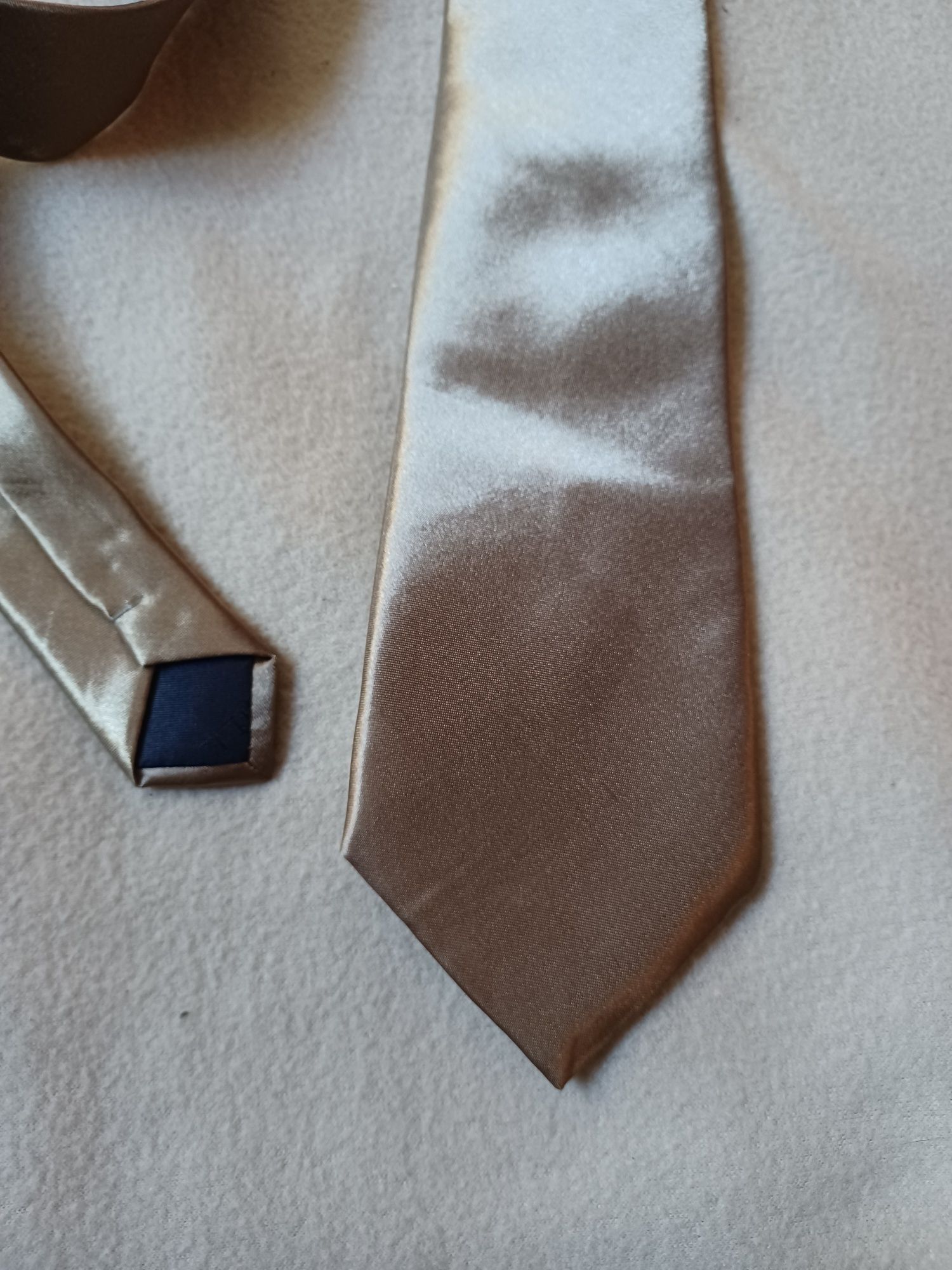 Męski elegancki biznesowy studniówkow krawat brązowy metaliczny YIXITE