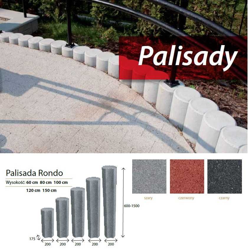 Palisada ogrodowa betonowa okrągła Chyżbet 60 cm szara kolor szary