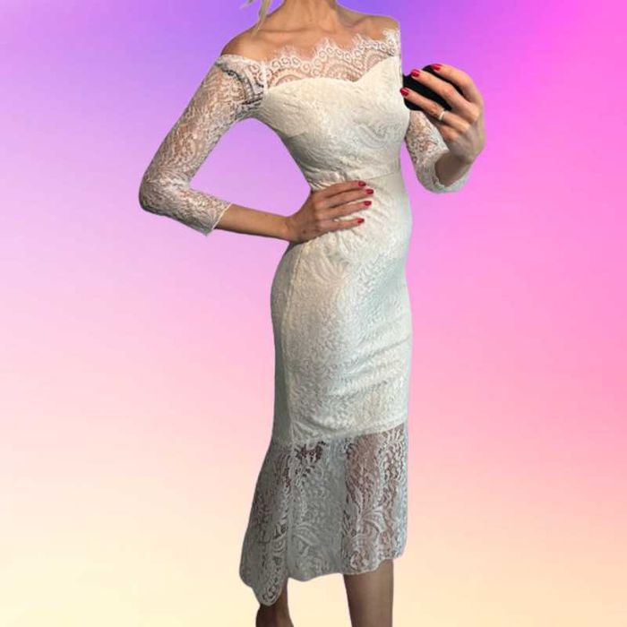 Suknia sukienka ślubna biała kremowa ecru koronkowa