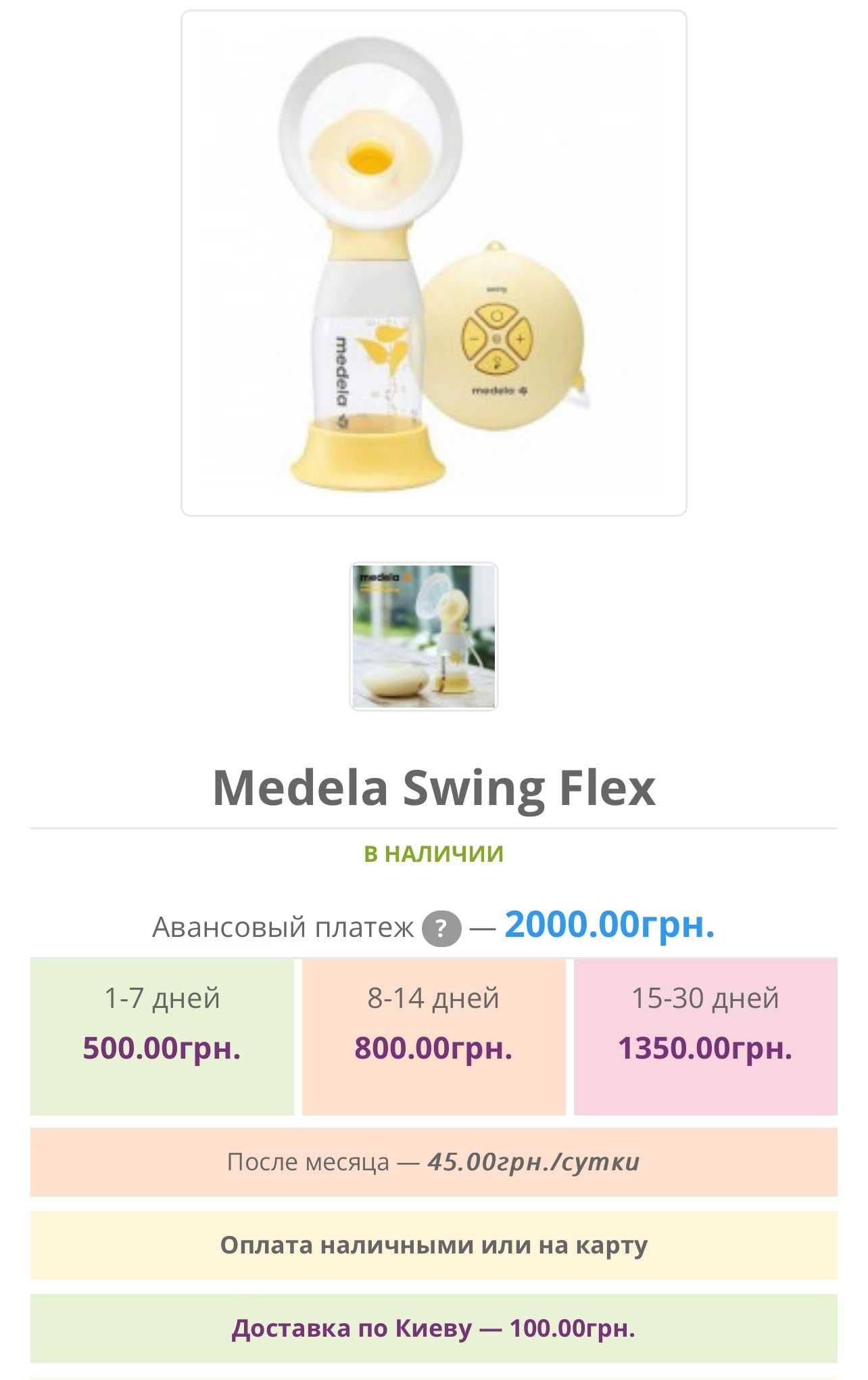 Прокат/Аренда молокоотсоса medela