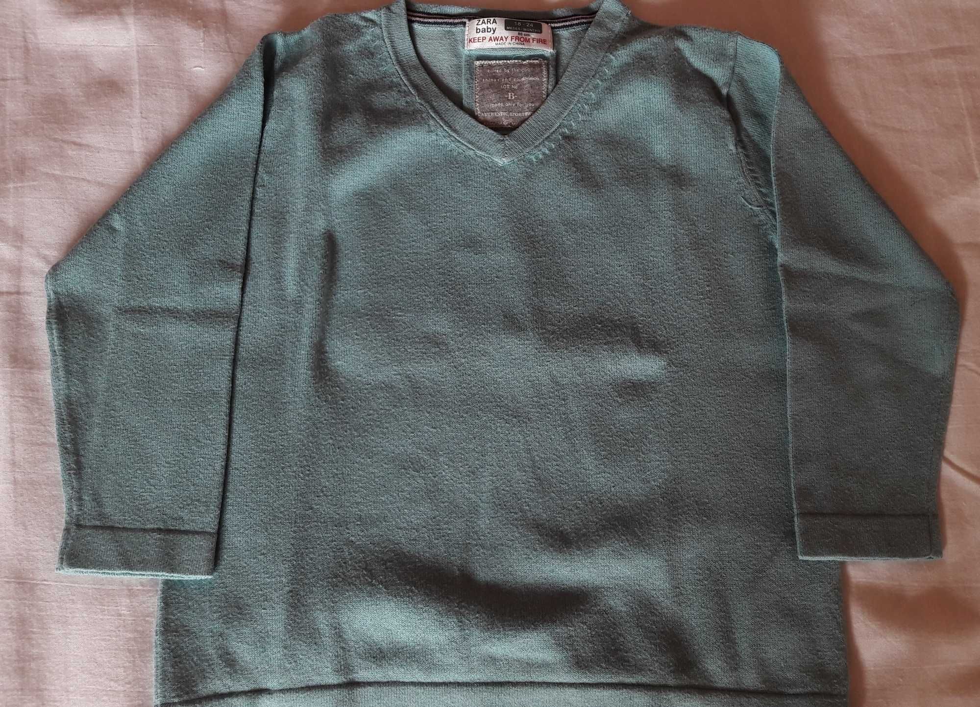 Sweterek chłopięcy Zara Baby 18-24,86cm i dżinsy H&M 1,5-2 lata,92cm