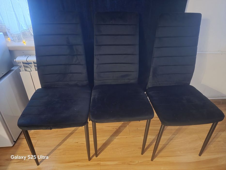 Sprzedam 3 krzesła welurowe czarne Zakopane