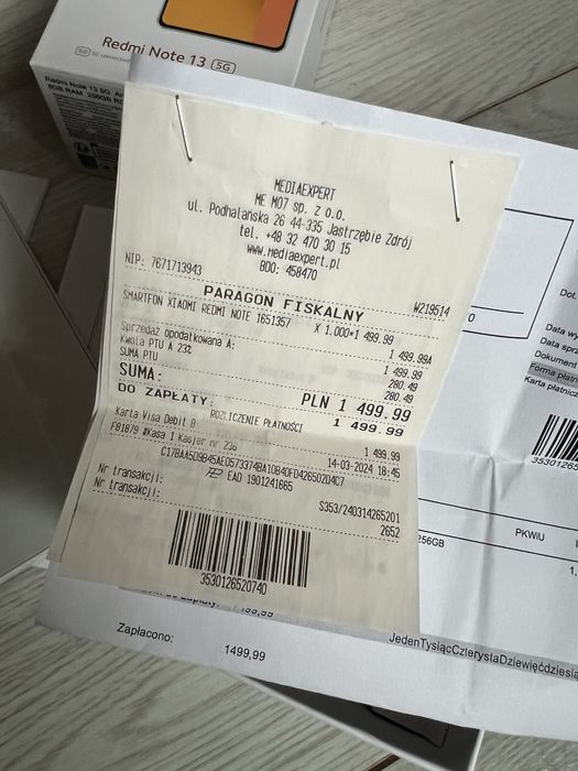 Redmi Note 13 5G w idealnym stanie na gwarancji.