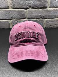 Nowa bordowa czapka z daszkiem New York bawełniana unisex vintage