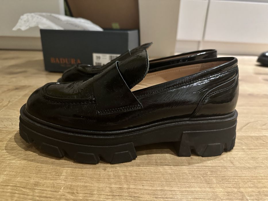 Półbuty skóra naturalna Loafersy Badura jak nowe