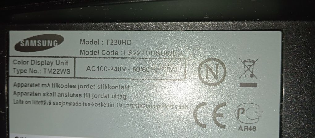 Monitor-TV Samsung. Stan BDB. Wejście ANT.